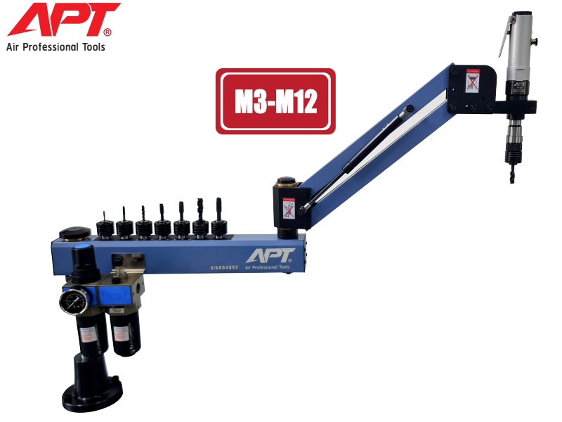 เครื่องต๊าปเกลียวลม (พร้อมแขนจับ) APT : รุ่น TM-120S (M3-M12) สำหรับงานหนัก  Air Tapping Machine (Heavy Duty)