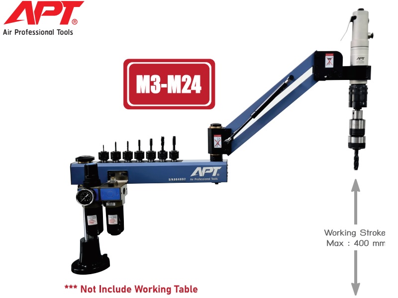 เครื่องต๊าปเกลียวลม (พร้อมแขนจับ) APT : รุ่น TM-240S (M3-M24) สำหรับงานหนัก  Air Tapping Machine (Heavy Duty)