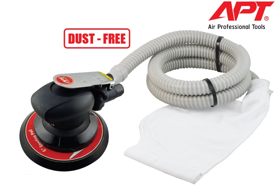 เครื่องขัดกระดาษทรายกลมขนาด 6 นิ้ว APT : รุ่น OSM-150V (แบบ OIL FREE) มีระบบดูดฝุ่น
